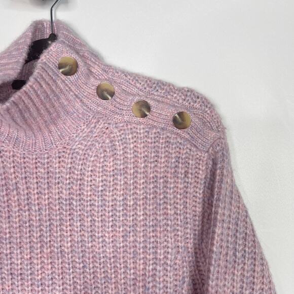 New J Crew Womens XS Purple Pink Alpaca Blend Turtleneck Sweater Shoulder Button - Picture 3 of 9